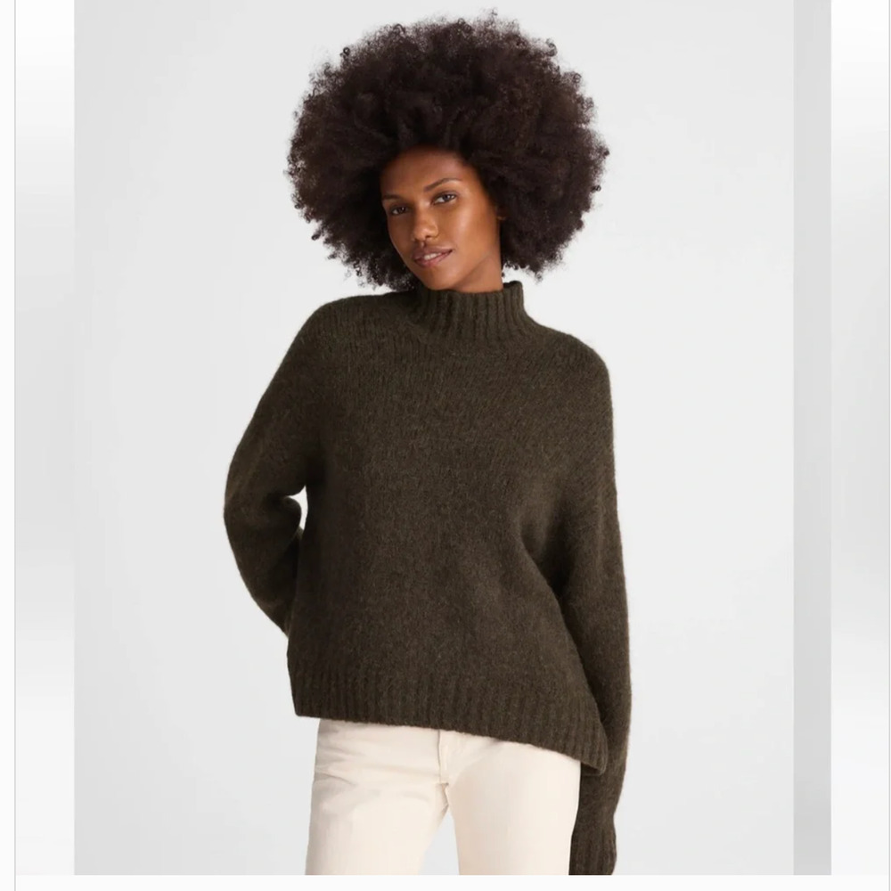 Madewell Chunky Knit Alpaca Blend Turtleneck M Olive Green NWT Sweater NT592 - Picture 4 of 7